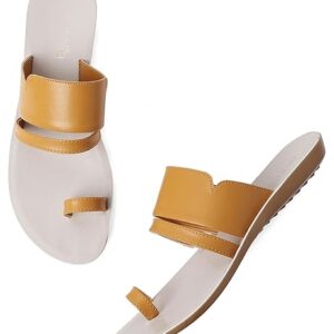 Aurelia Solid Yellow Almond Toe Flat