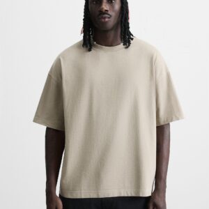 Zara oversized beige solid T-shirt